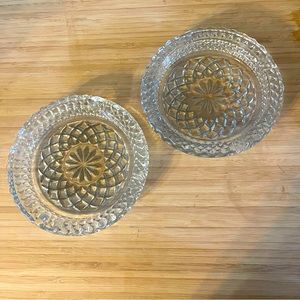 2 Vintage ANCHOR HOCKING Clear Thick Glass WEXFORD Ashtrays